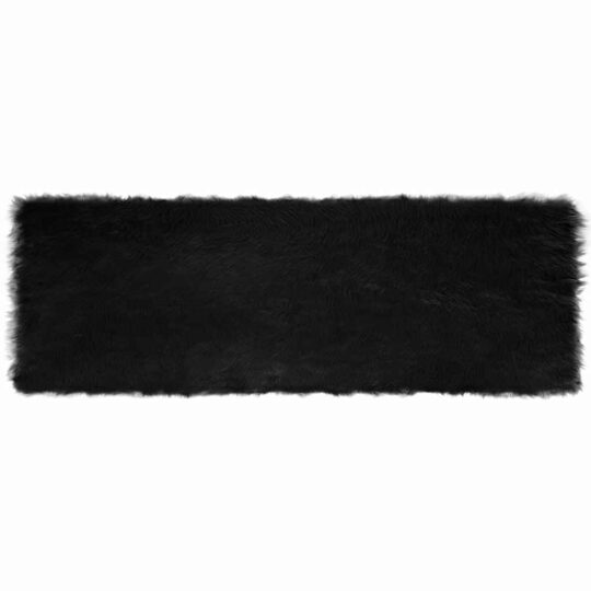 Covor Faux din Lână de oaie Negru 80 x 250 cm Poliester
