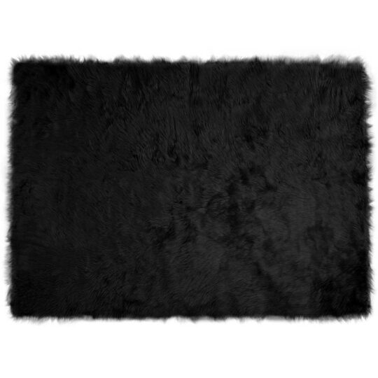 Covor Faux din Lână de oaie Negru 120 x 170 cm Poliester