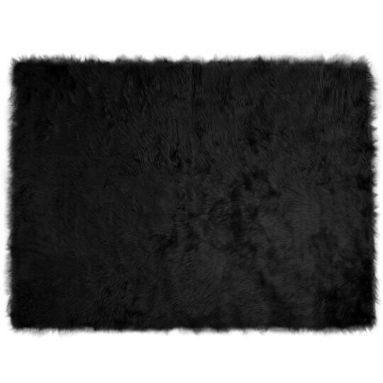 Covor Faux din Lână de oaie Negru 230 x 160 cm Poliester