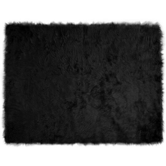 Covor Faux din Lână de oaie Negru 240 x 340 cm Poliester