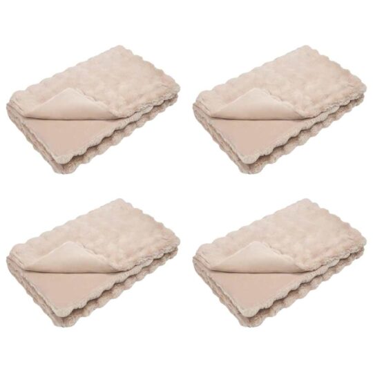 Pătură din Blană sintetică de Iepure 4 pcs Bej 240 x 270 cm