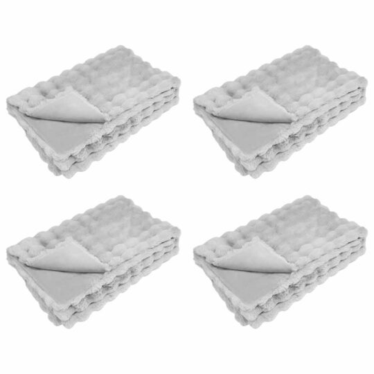 Pătură din Blană sintetică de Iepure 4 pcs Gri 150 x 220 cm