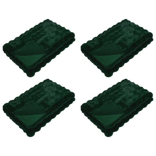 Pătură din Blană sintetică de Iepure 4 pcs Verde închis