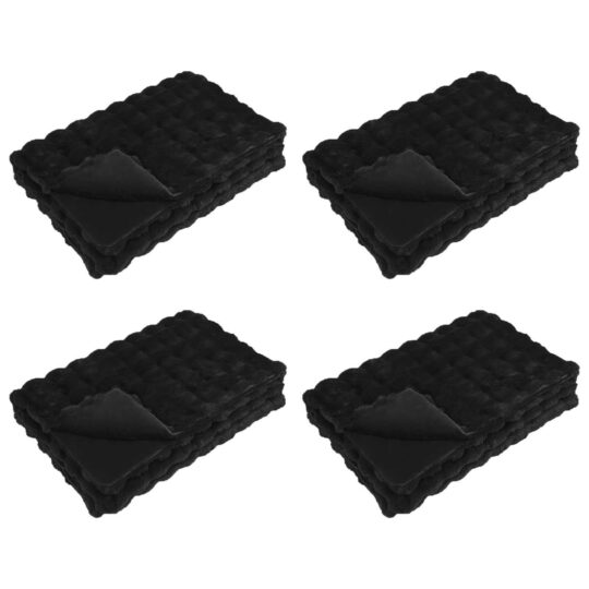 Alternative view of Pătură din Blană sintetică de Iepure 4 pcs Negru 130 x 150 cm