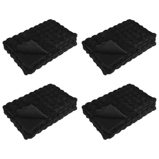 Pătură din Blană sintetică de Iepure 4 pcs Negru 240 x 270 cm