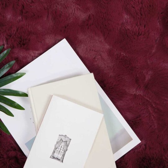 Alternative view of Pătură din Blană sintetică de Iepure 4 pcs Roșu Bordeaux