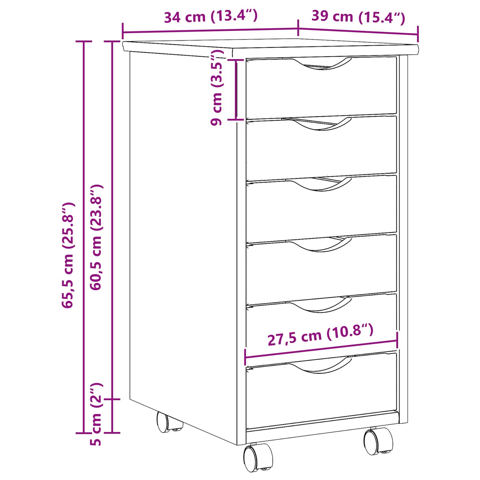 Dulap mobil cu sertare MOSS Lac transparent 34 x 39 x 65,5 cm - imagine 10