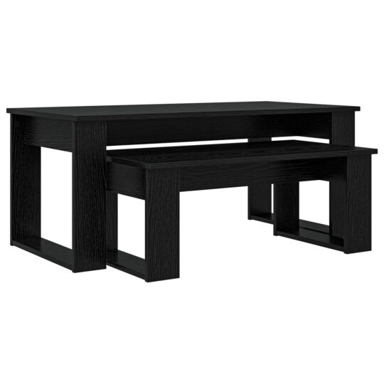 Alternative view of Set de măsuțe de cafea 2 pcs Stejar Negru Lemn compozit