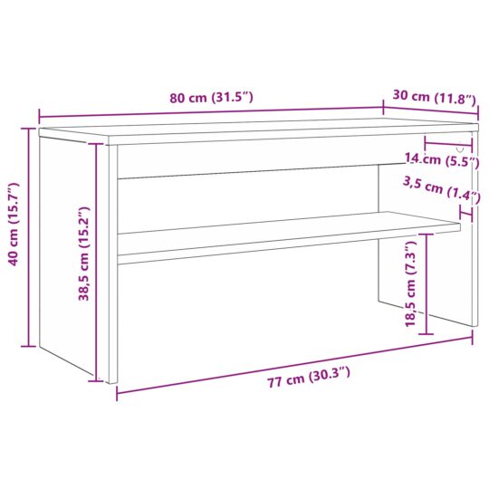 8000325 10 Cabinet TV Stejar Negru 80 x 30 x 40 cm Lemn compozit 8000325 10