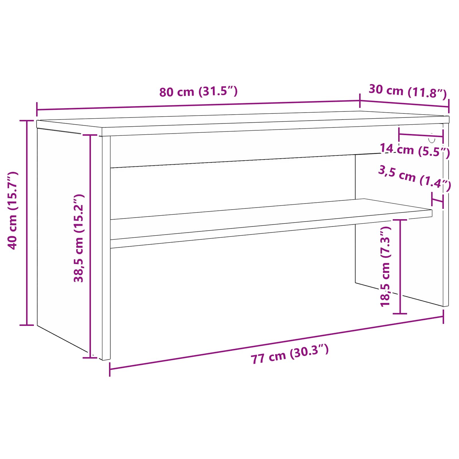 8000325 10 Cabinet TV Stejar Negru 80 x 30 x 40 cm Lemn compozit Cabinet TV Stejar Negru 80 x 30 x 40 cm Lemn compozit - imagine 10