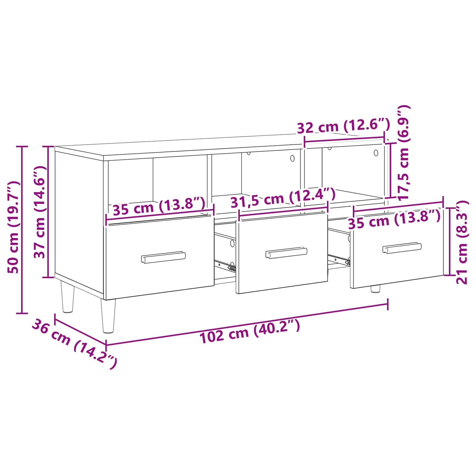 8004199 9 Cabinet TV Lemn vechi 102 x 35,5 x 50 cm Lemn compozit Cabinet TV Lemn vechi 102 x 35,5 x 50 cm Lemn compozit - imagine 9