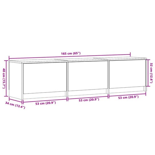 8006548 12 Cabinet TV cu led Sonoma 165 x 34 x 40 cm Lemn compozit 8006548 12