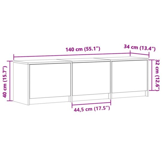 8006553 12 Cabinet TV cu led cu sertar Alb 140 x 34 x 40 cm Lemn compozit 8006553 12