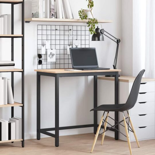 masă natural 80 x 50 x 77 cm Lemn ingineresc și oțel