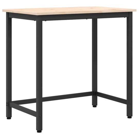 Alternative view of masă natural 80 x 50 x 77 cm Lemn ingineresc și oțel