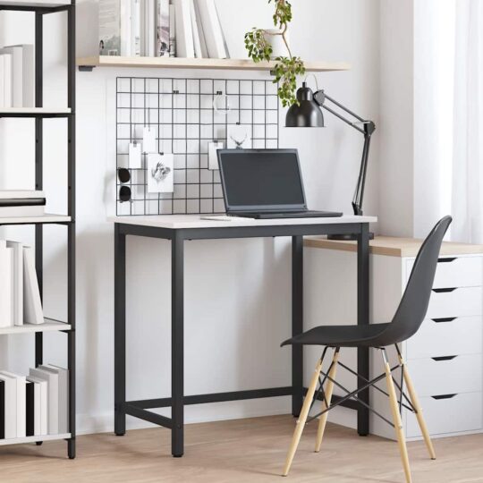 masă Alb 80 x 50 x 77 cm Lemn ingineresc și oțel