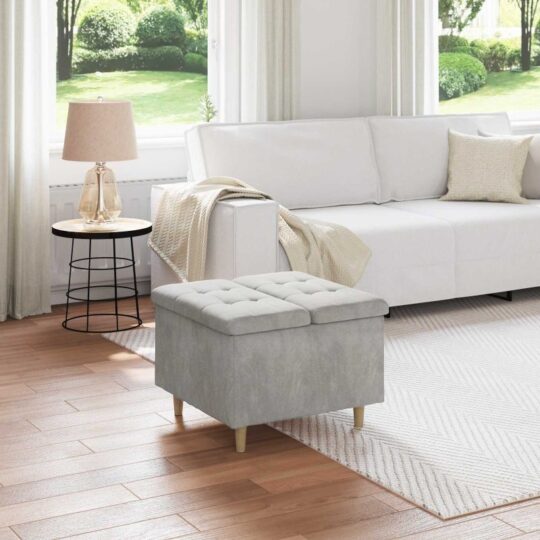 Ottomană de depozitare Gri deschis 60 x 60 x 45 cm Catifea