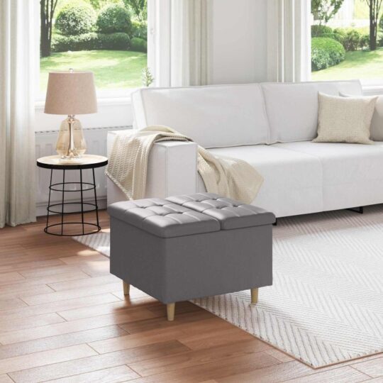 Ottomană de depozitare Gri 60 x 60 x 45 cm Piele artificială