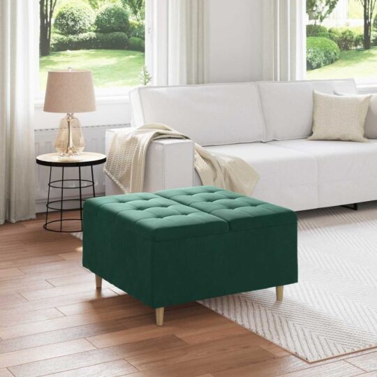 Scaun cu buton cu pernă Verde închis 80 x 80 x 45 cm Catifea