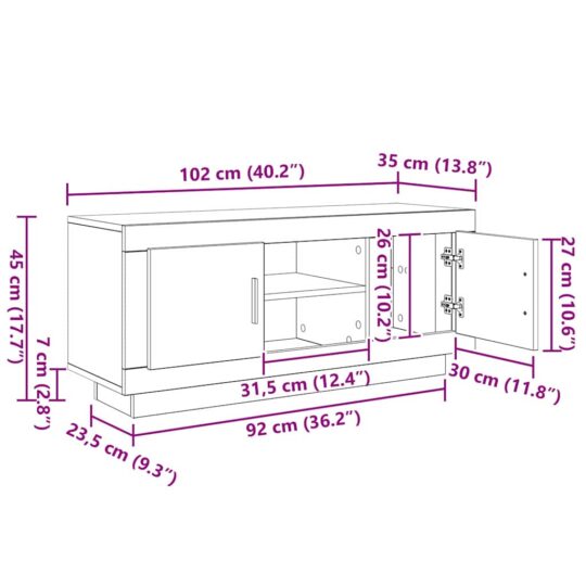 880532 11 Cabinet TV Stejar Artizanal 102 x 35 x 45 cm Lemn compozit 880532 11