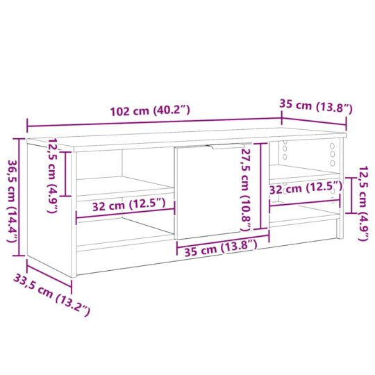 880766 12 Cabinet TV Stejar Negru 102 x 35 x 36,5 cm Lemn compozit 880766 12