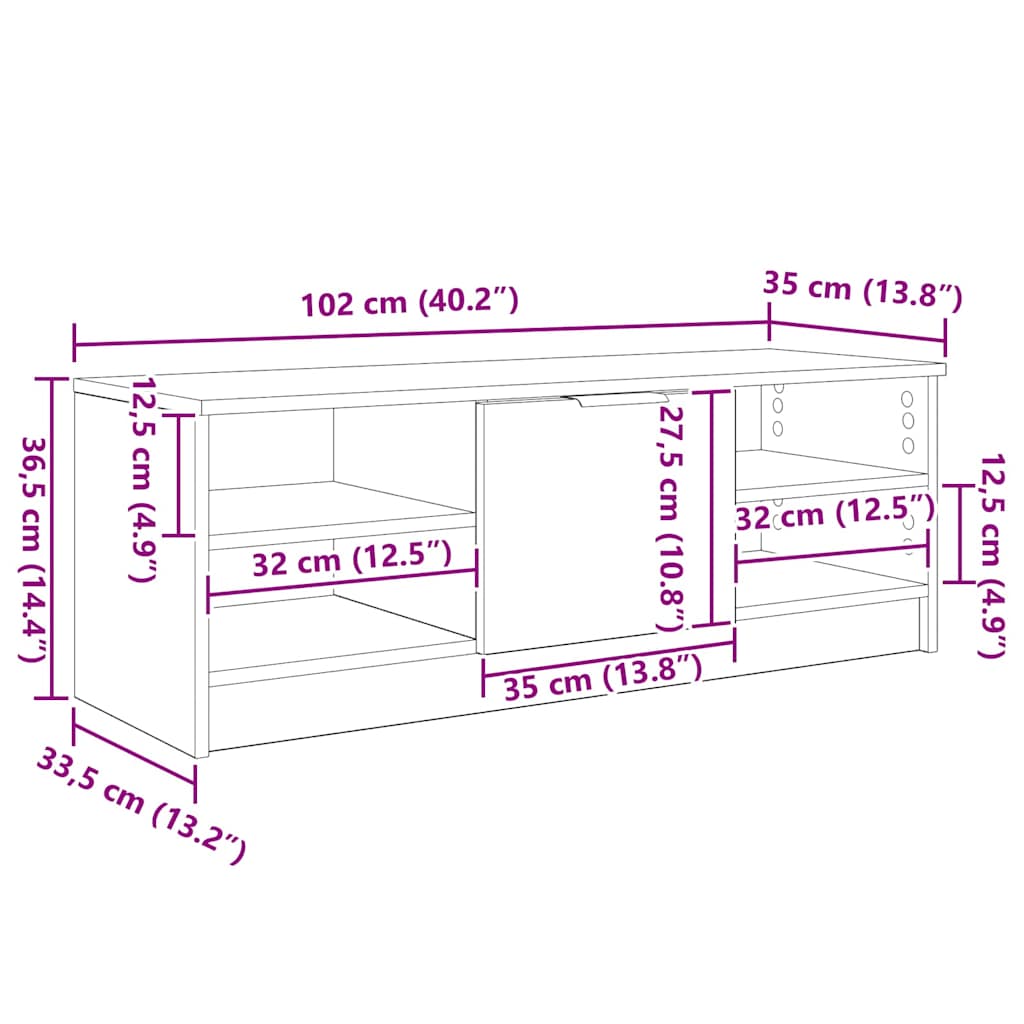 880766 12 Cabinet TV Stejar Negru 102 x 35 x 36,5 cm Lemn compozit Cabinet TV Stejar Negru 102 x 35 x 36,5 cm Lemn compozit - imagine 12