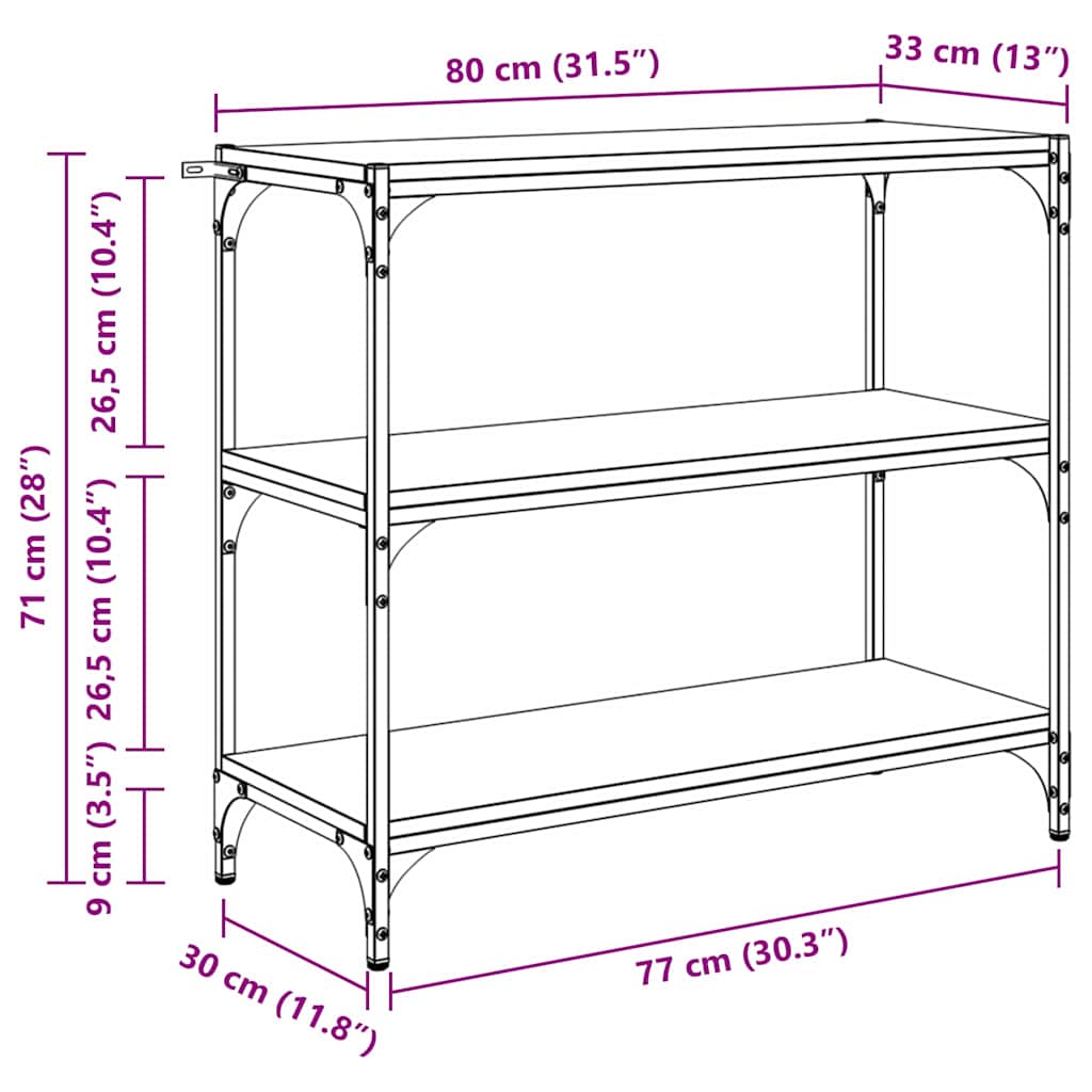 Dulap pentru cărți Stejar Negru 80 x 33 x 70,5 cm - imagine 11
