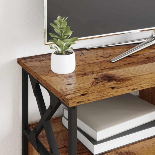 881301 4 Cabinet TV Lemn Vechi 90 x 33 x 45 cm Lemn ingineresc și oțel 881301 4