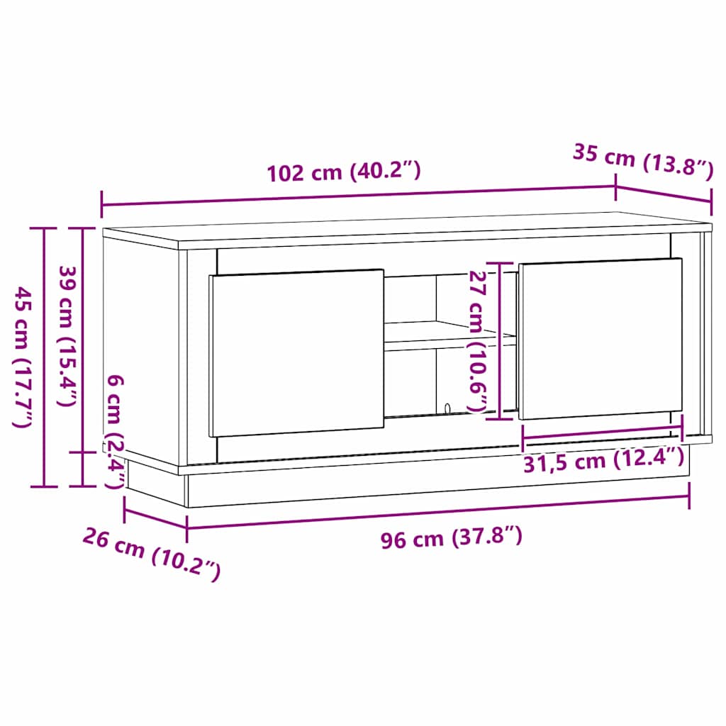 881314 11 Cabinet TV Stejar Artizanal 102 x 35 x 45 cm Lemn compozit Cabinet TV Stejar Artizanal 102 x 35 x 45 cm Lemn compozit - imagine 11