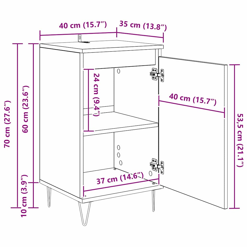 Bufet Pe perete Lemn vechi 40 x 35 x 70 cm Lemn compozit - imagine 13