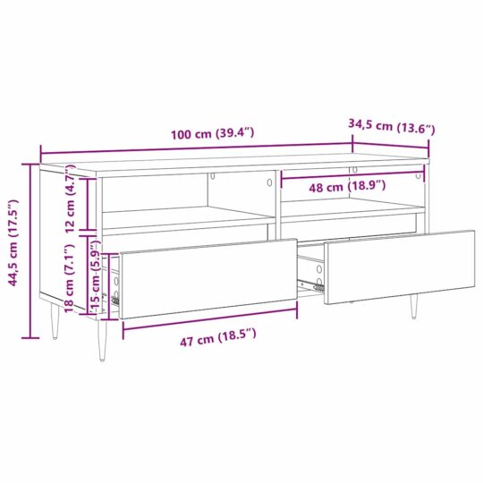 881778 12 Cabinet TV cu sertar Stejar Artizanal 100 x 34,5 x 44,5 cm 881778 12