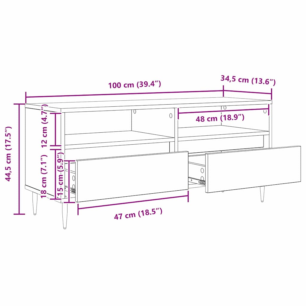 881778 12 Cabinet TV cu sertar Stejar Artizanal 100 x 34,5 x 44,5 cm Cabinet TV cu sertar Stejar Artizanal 100 x 34,5 x 44,5 cm - imagine 12