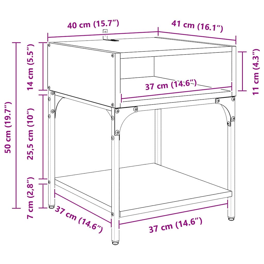 Noptieră stejar artizanal 40 x 40 x 50 cm Lemn compozit - imagine 12
