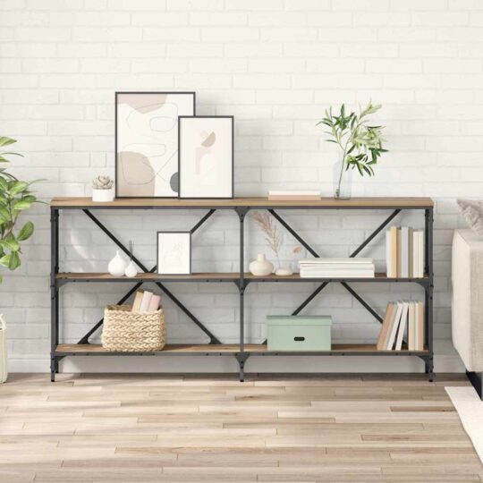 Masă de consolă cu raft Stejar Artizanal 160 x 30 x 75 cm