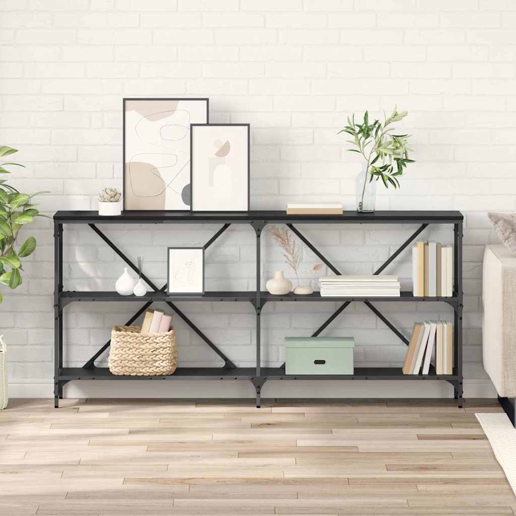 Masă de consolă cu raft Stejar Negru 160 x 30 x 75 cm