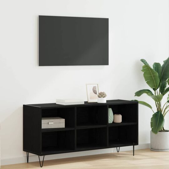 881925 1 Home Cabinet TV Stejar Negru 103,5 x 30 x 50 cm Lemn compozit