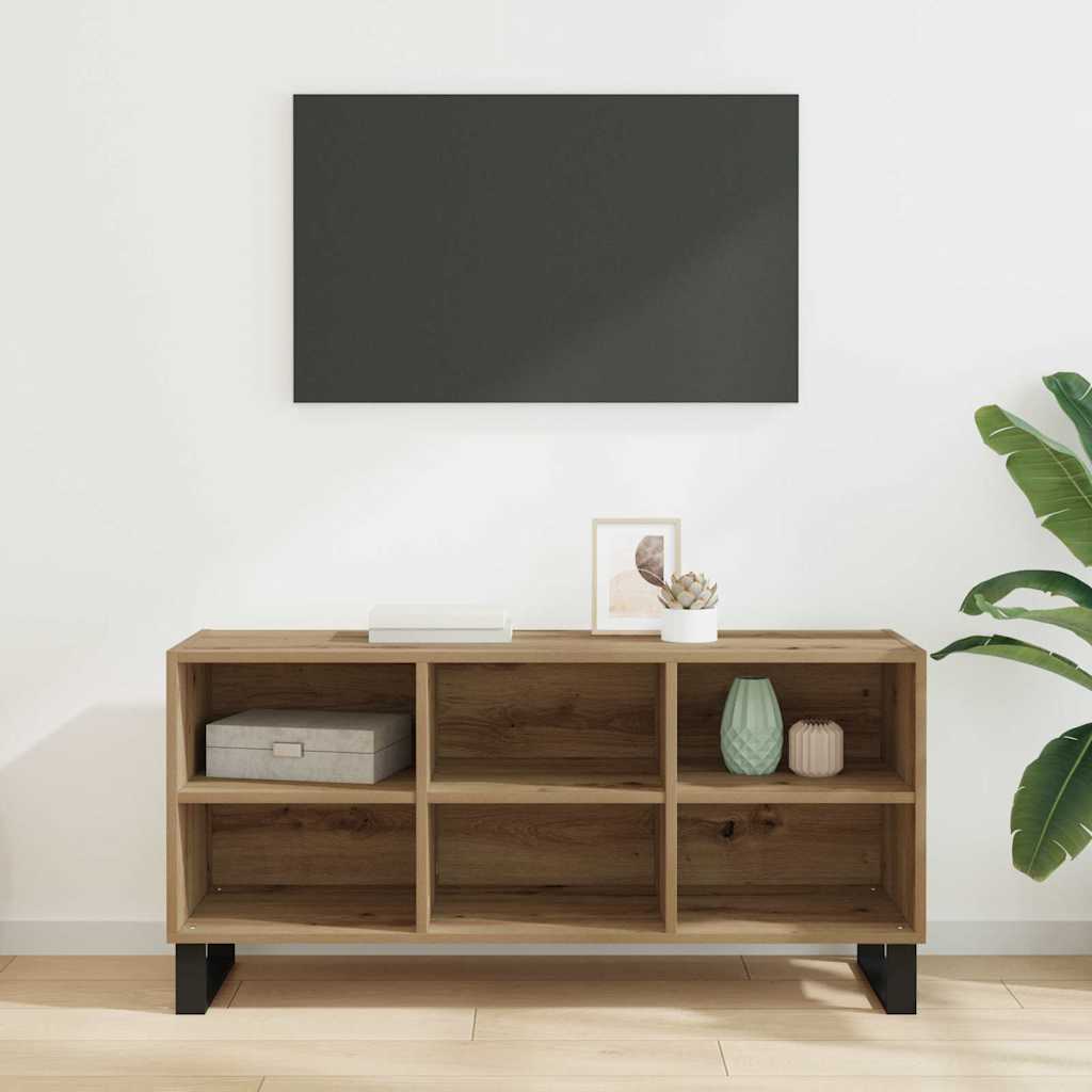 881927 4 Cabinet TV Stejar Artizanal 103,5 x 30 x 50 cm Lemn compozit Cabinet TV Stejar Artizanal 103,5 x 30 x 50 cm Lemn compozit - imagine 4