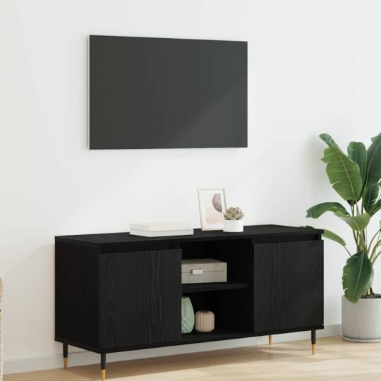 881931 1 Home Cabinet TV Stejar Negru 104 x 35 x 50 cm Lemn compozit