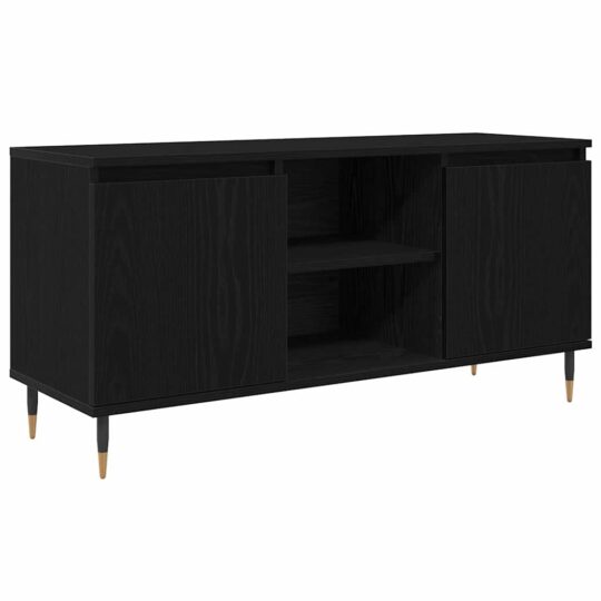 Alternative view of Cabinet TV Stejar Negru 104 x 35 x 50 cm Lemn compozit