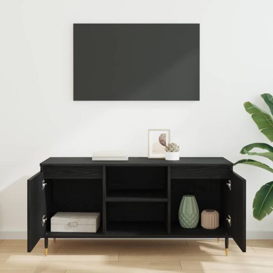 881931 4 Cabinet TV Stejar Negru 104 x 35 x 50 cm Lemn compozit 881931 4