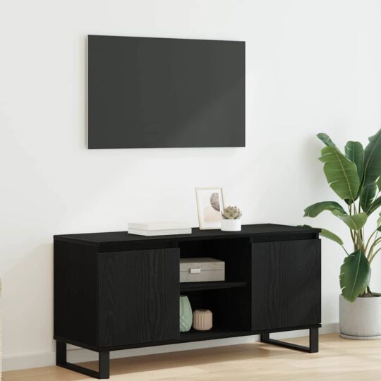 Cabinet TV Stejar Negru 104 x 35 x 50 cm Lemn compozit