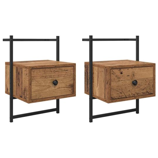 Alternative view of Dulap de noapte 2 pcs Lemn Vechi 35 x 30 x 51 cm Lemn compozit