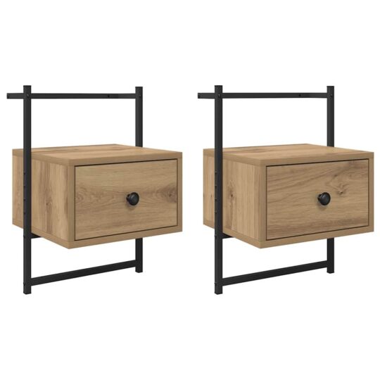 Alternative view of Dulap de noapte 2 pcs Stejar Artizanal 35 x 30 x 51 cm