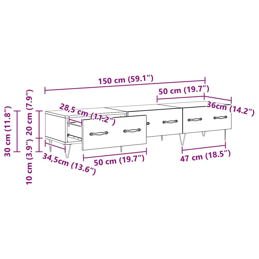882328 12 Cabinet TV Stejar negru 150 x 36 x 30 cm Lemn compozit Cabinet TV Stejar negru 150 x 36 x 30 cm Lemn compozit - imagine 12