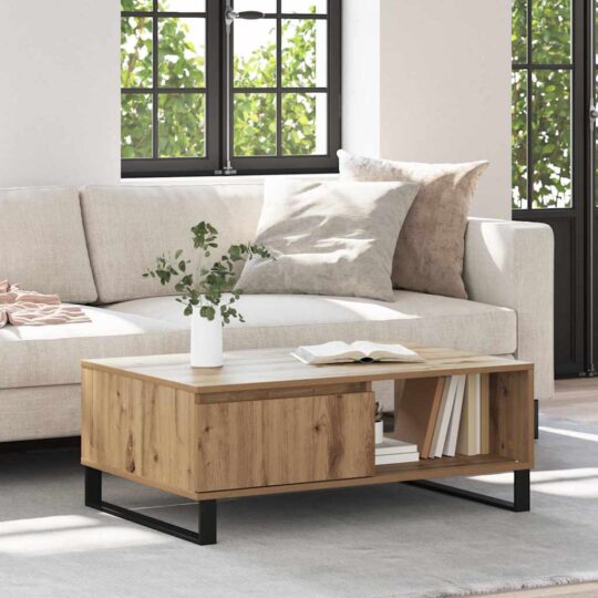 Masă de cafea stejar artizanal 90 x 60 x 35 cm Lemn compozit