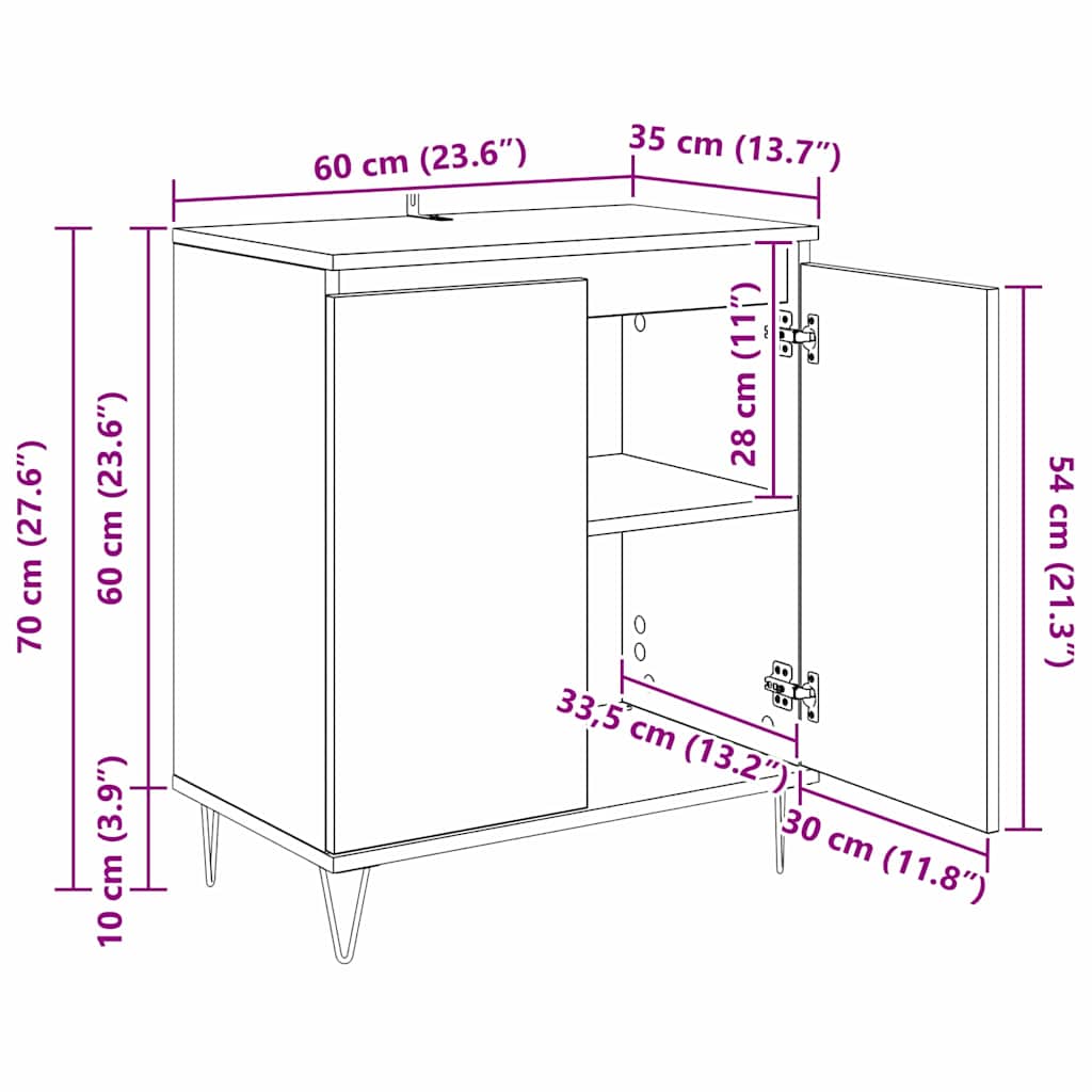 Bufet Lemn Vechi 60 x 35 x 70 cm Lemn compozit - imagine 12