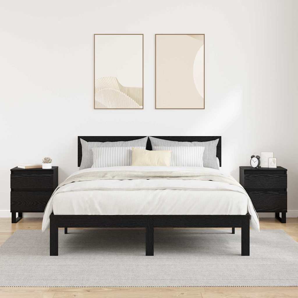 Dulap de noapte cu sertar 2 pcs Stejar Negru 40 x 35 x 50 cm - imagine 4