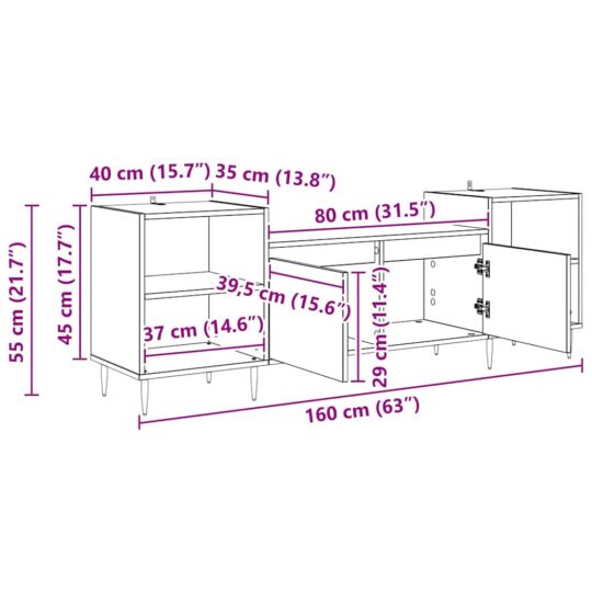 882723 11 Cabinet TV Lemn Vechi 160 x 35 x 55 cm Lemn compozit 882723 11