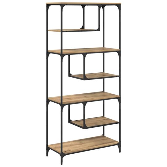 Alternative view of Bibliotecă stejar artizanal 81 x 36 x 176 cm Lemn compozit