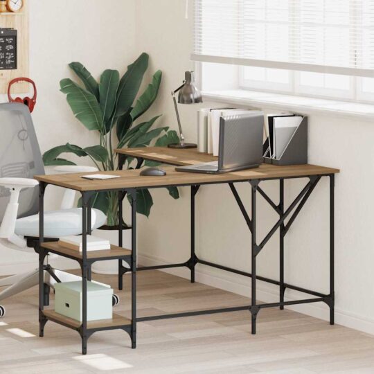 Birou Stejar Artizanal 139 x 139 x 75 cm Lemn compozit